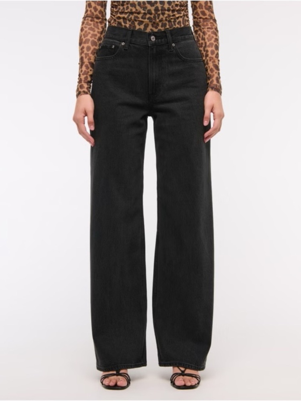 Abercrombie & Fitch High Rise Wide Leg Black Jeans Size 32